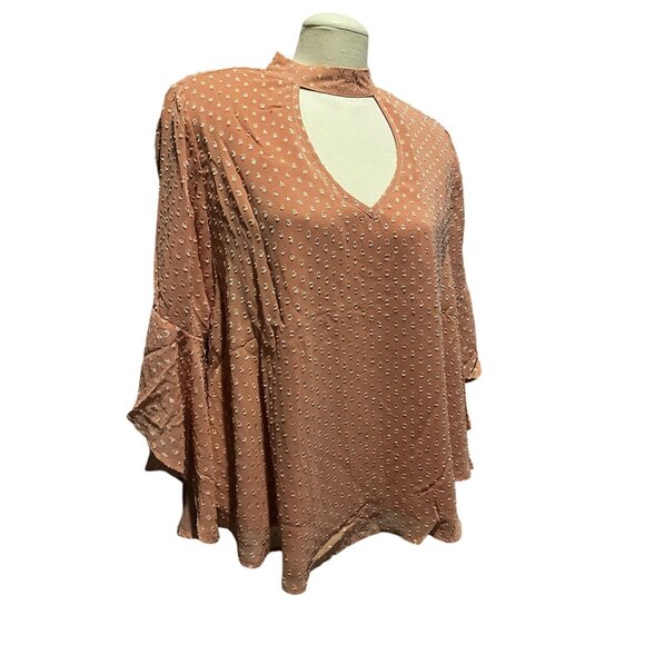 Band of the Free NWT Open Bow Back Swiss Dots Long Sleeve Boho Blouse Sz M Pink - Picture 11 of 11